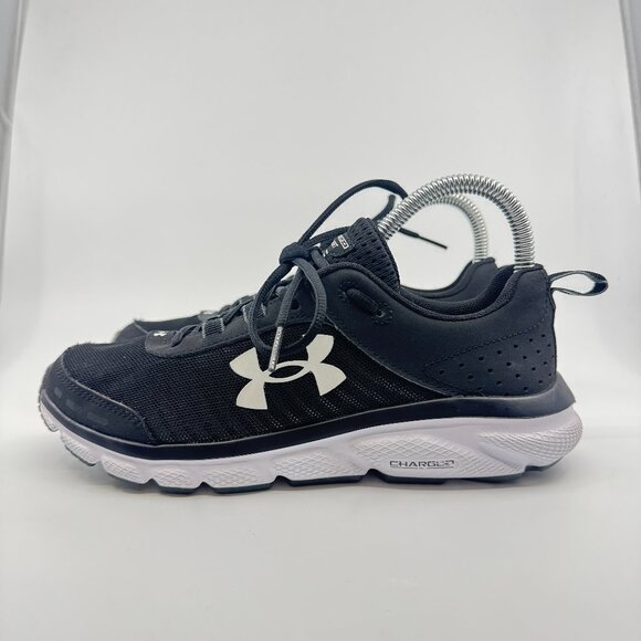 Under Armour Women Shoes Size 7 Black White Charged Assert Running Mesh Jogging - Picture 1 of 10